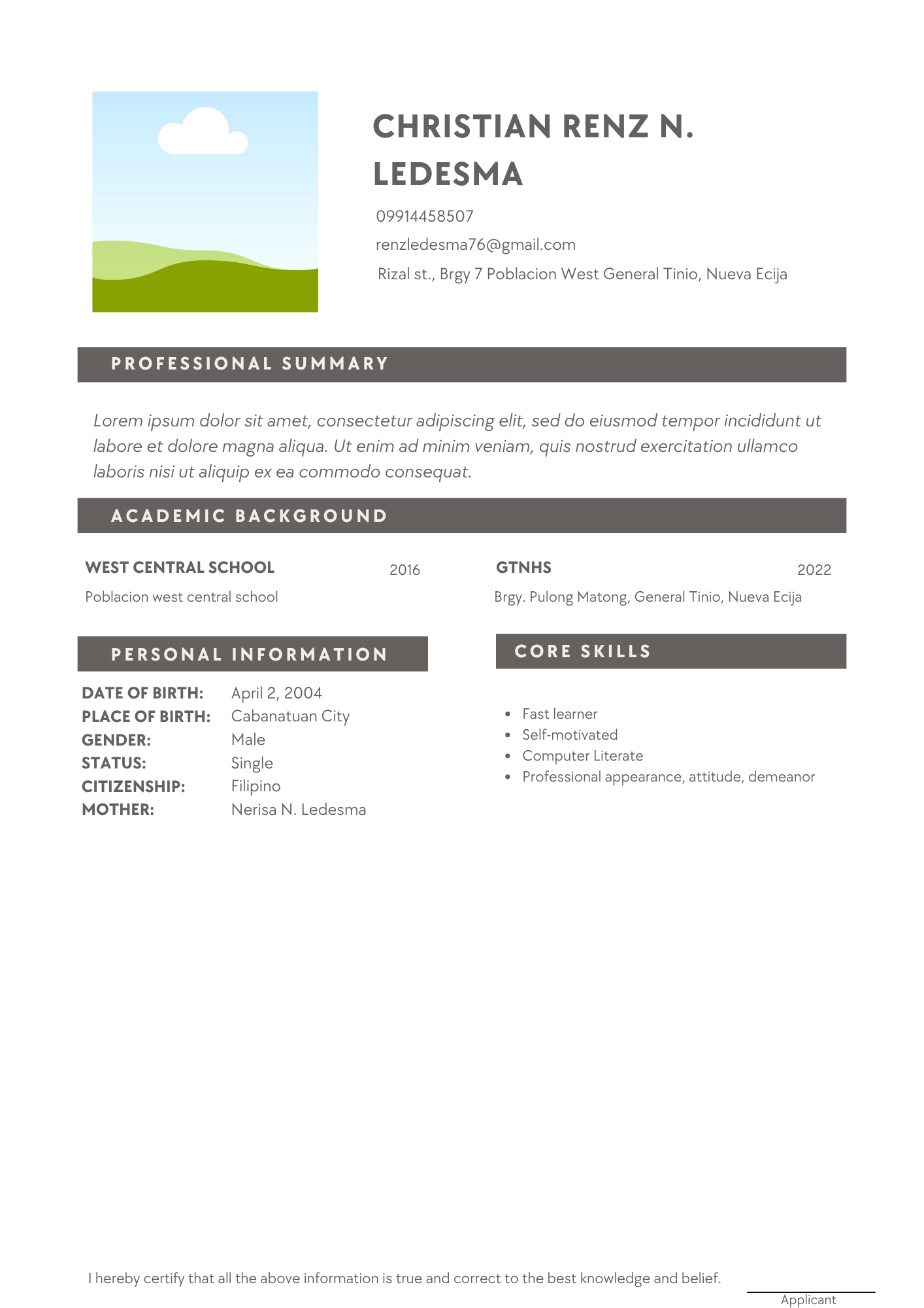 Resume Preview